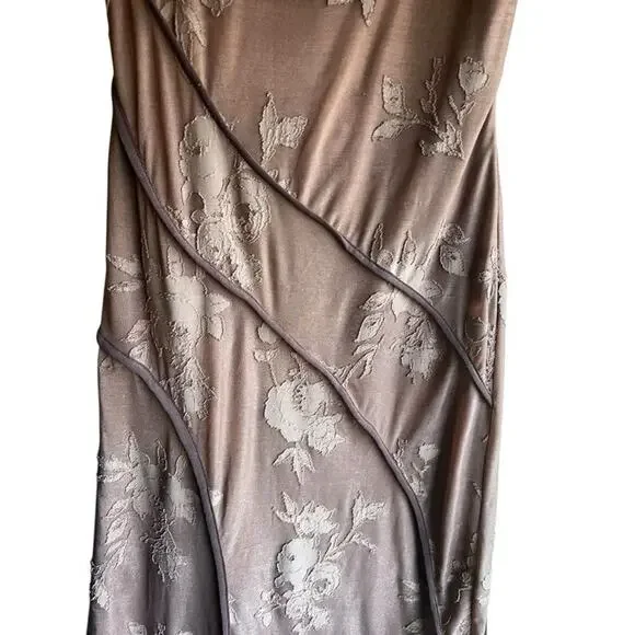 Asos Design Women's Asymmetric Neckline Devore Maxi Dress Choco Brown Size US 6 - Picture 10 of 15